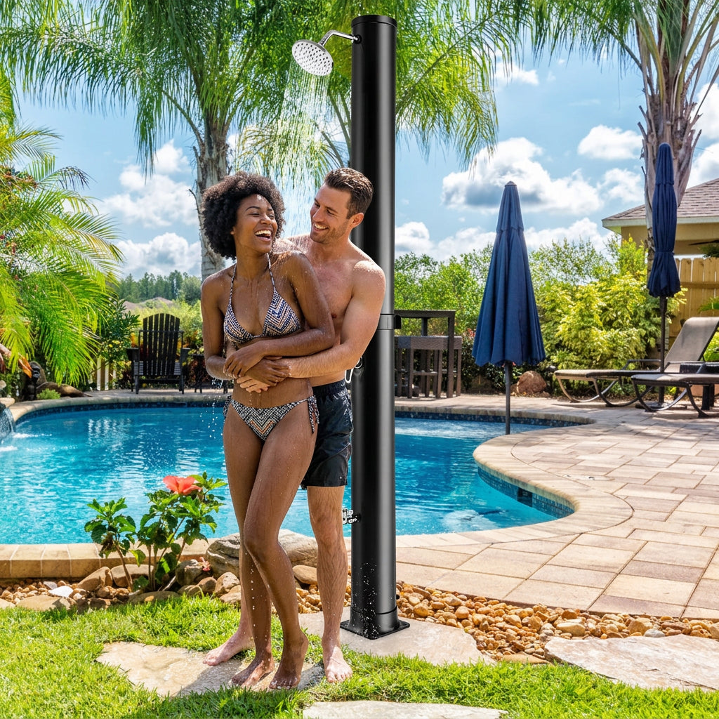 7.2 Feet Solar-Heated Outdoor Shower with Free-Rotating Shower Head