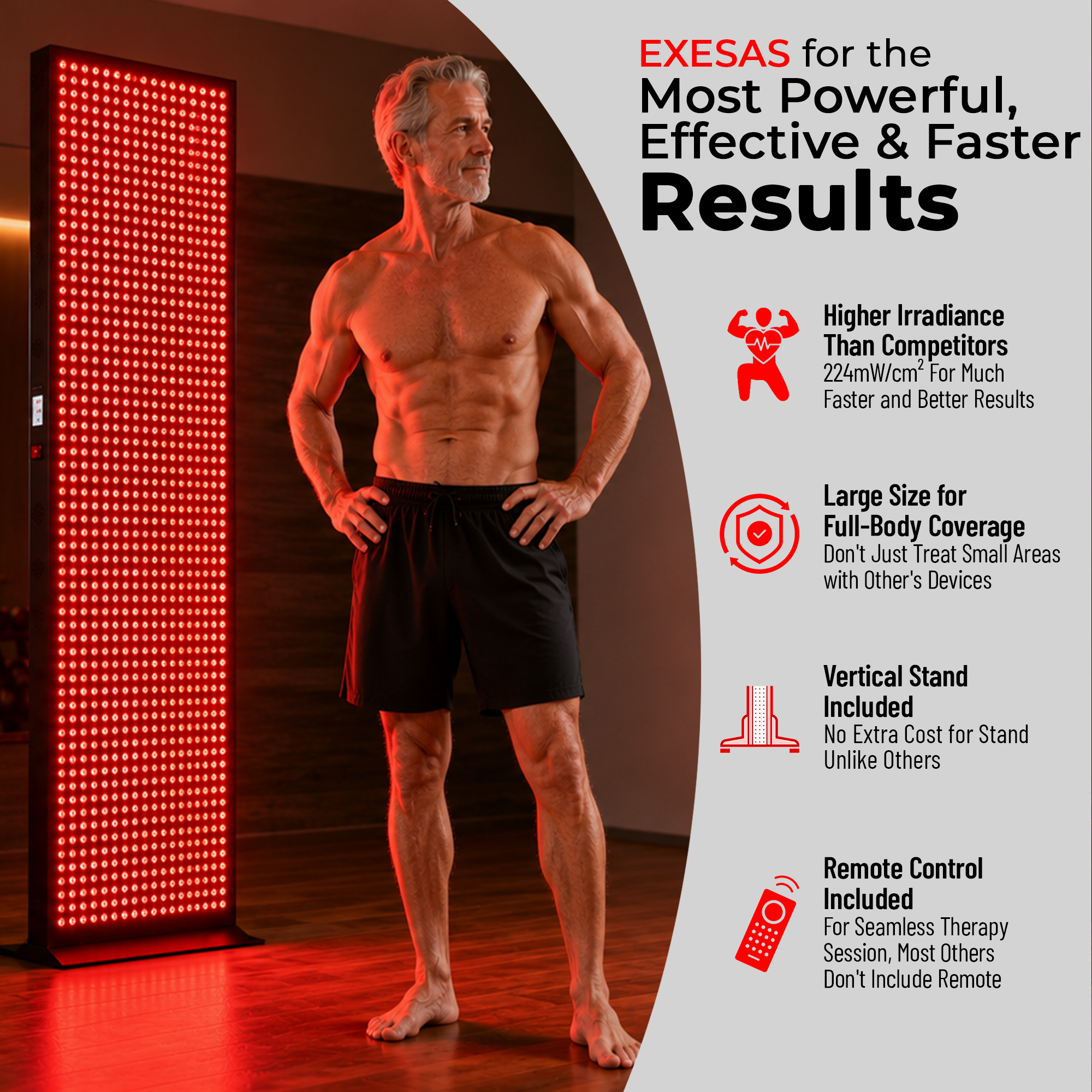 EXESAS 800 LED, 4000W Dual-Chip, Red Light Therapy Device for Full Body, 4-Wavelengths Infrared LED Panel for Skin, Weight, Pain, Wellness