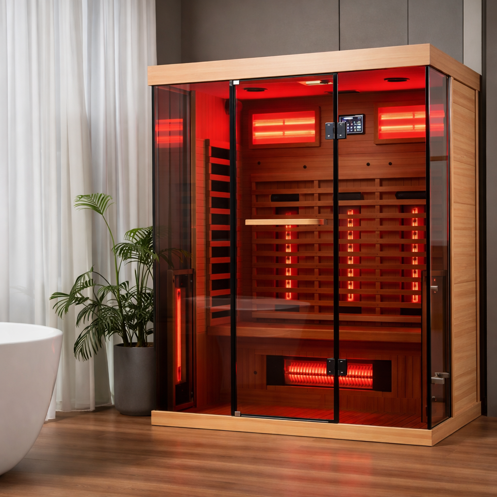 WellNest 2-Person DualVista™ Infrared Sauna Cabin (by NovaTherm)