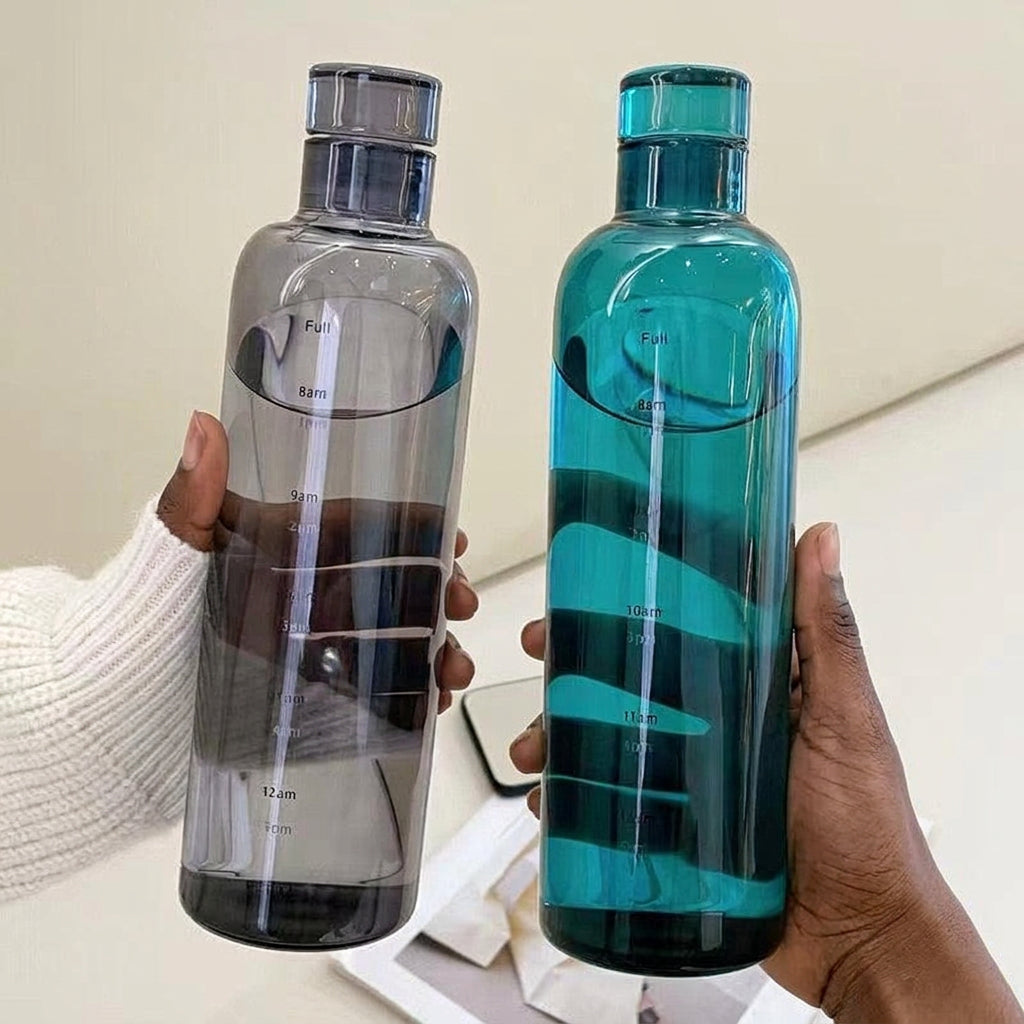 500ml Glass Water Bottle with Time Marker Transparent Milk Cup Outdoor Sports Portable Leakproof Drink Bottle with Cup Sets Water Bottle Leak-proof Time Scale Print Transparent High Bottle for Office Water Bottle