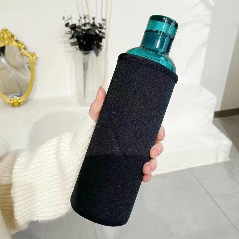 500ml Glass Water Bottle with Time Marker Transparent Milk Cup Outdoor Sports Portable Leakproof Drink Bottle with Cup Sets Water Bottle Leak-proof Time Scale Print Transparent High Bottle for Office Water Bottle