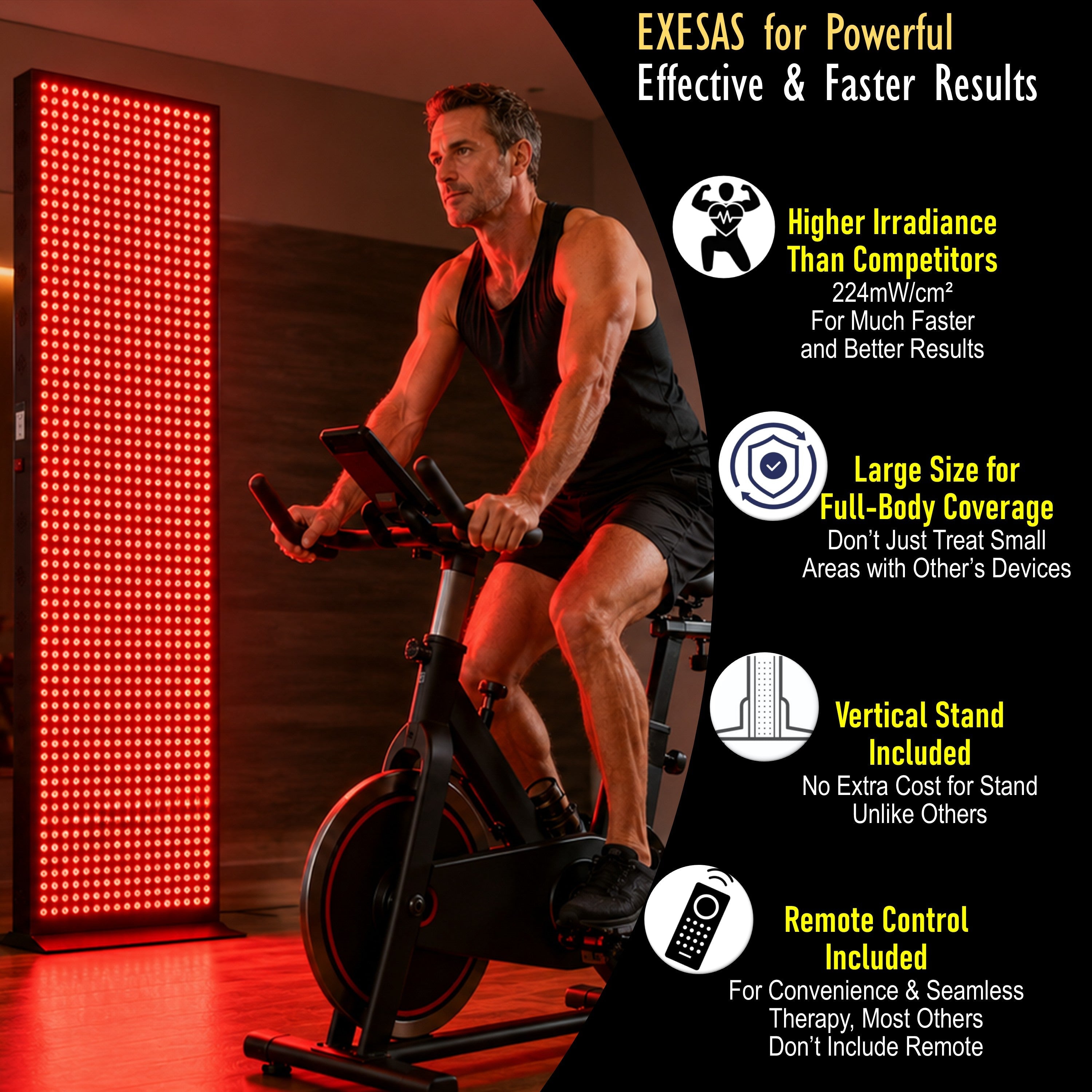 EXESAS 800 LED, 4000W Dual-Chip, Red Light Therapy Device for Full Body, 4-Wavelengths Infrared LED Panel for Skin, Weight, Pain, Wellness