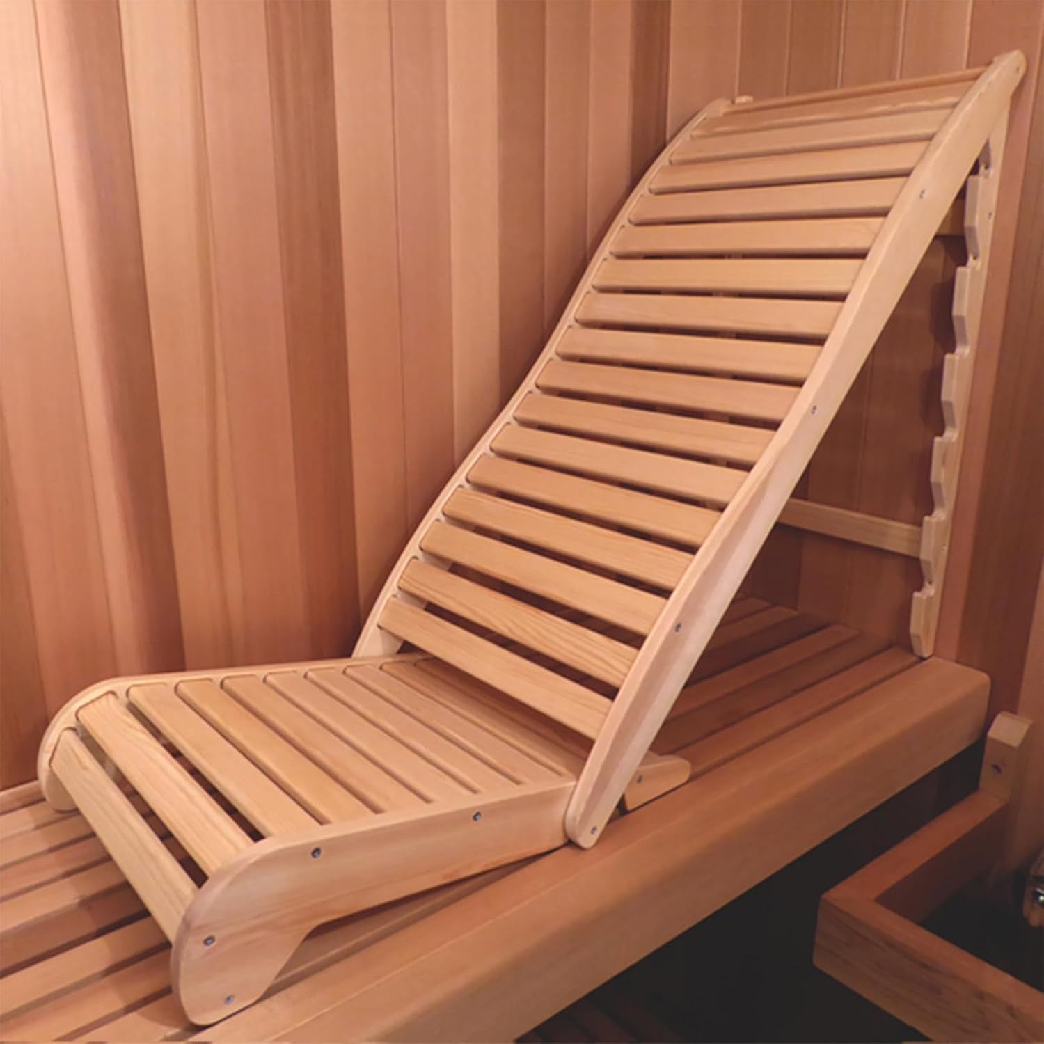 Canadian Wooden Adjustable Sauna Chair, Foldable Natural Wood Lounge Reclined with Ergonomic Backrest, Anti-Slip, Sauna Bench for Any Traditional Sauna (Red Cedar)