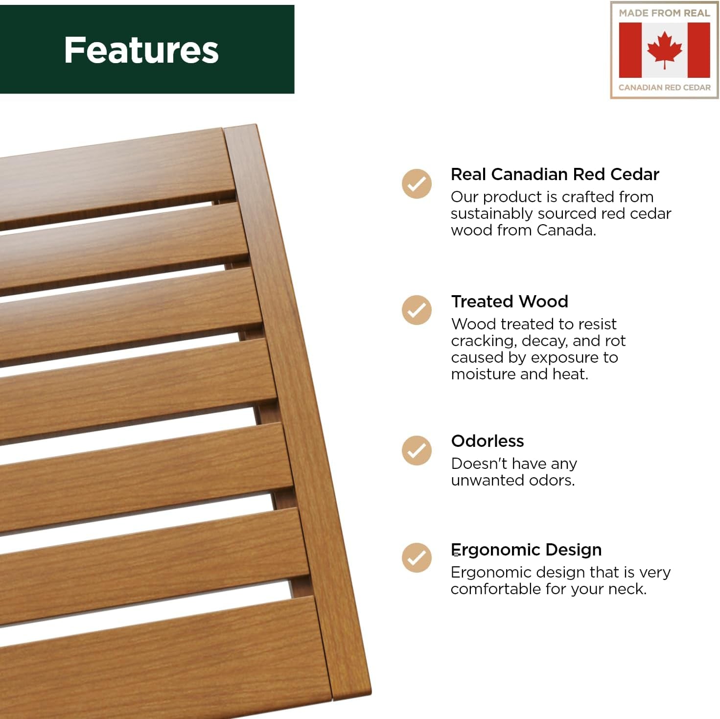 - Sauna Headrest - Handmade from Canadian Red Cedar Wood - Ergonomic Neck Support Pillow