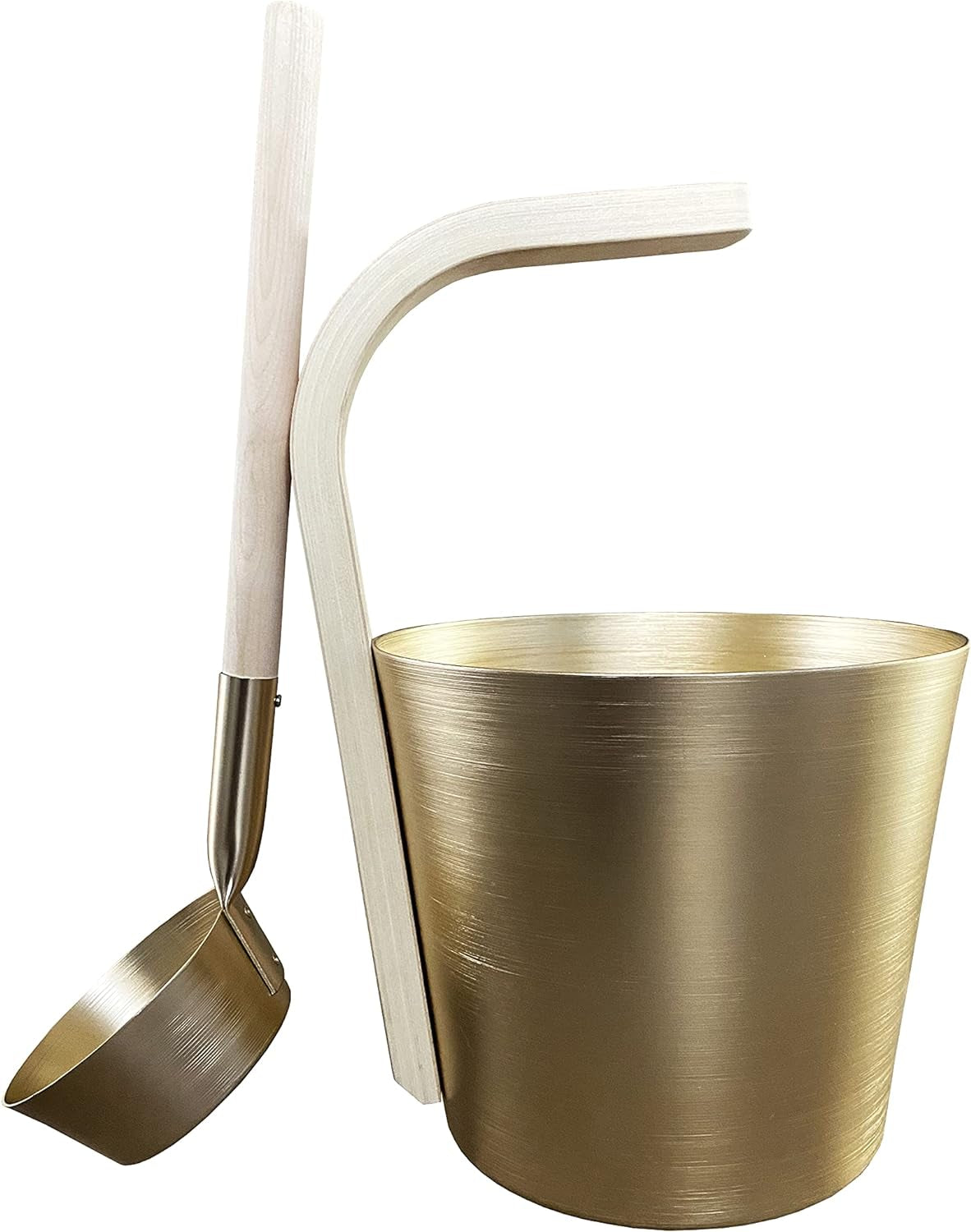 Premium Aluminum Sauna Bucket with Ladle- Sauna Accessories for Spa Sauna and Home Sauna and Steam Room (Gold)