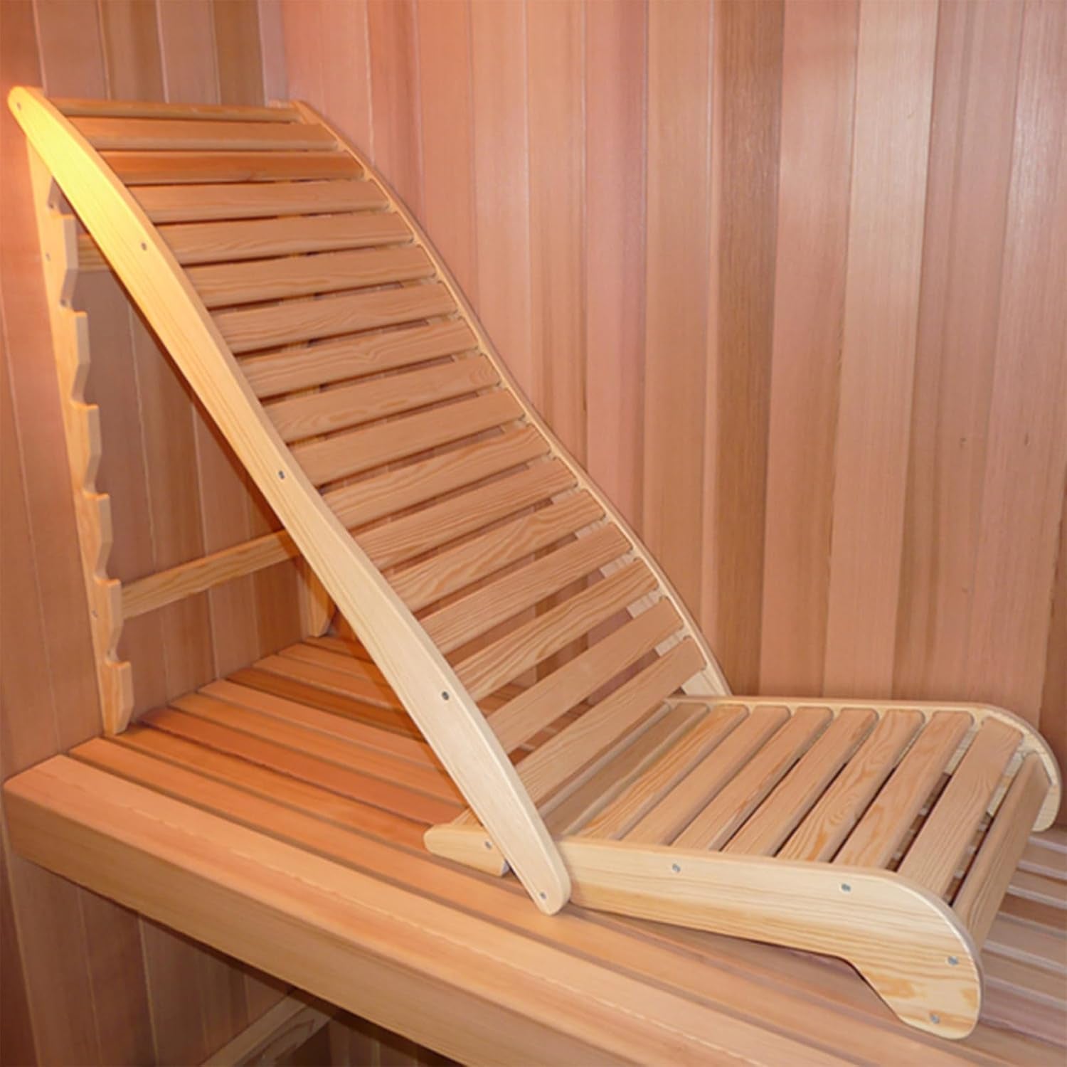 Canadian Wooden Adjustable Sauna Chair, Foldable Natural Wood Lounge Reclined with Ergonomic Backrest, Anti-Slip, Sauna Bench for Any Traditional Sauna (Red Cedar)