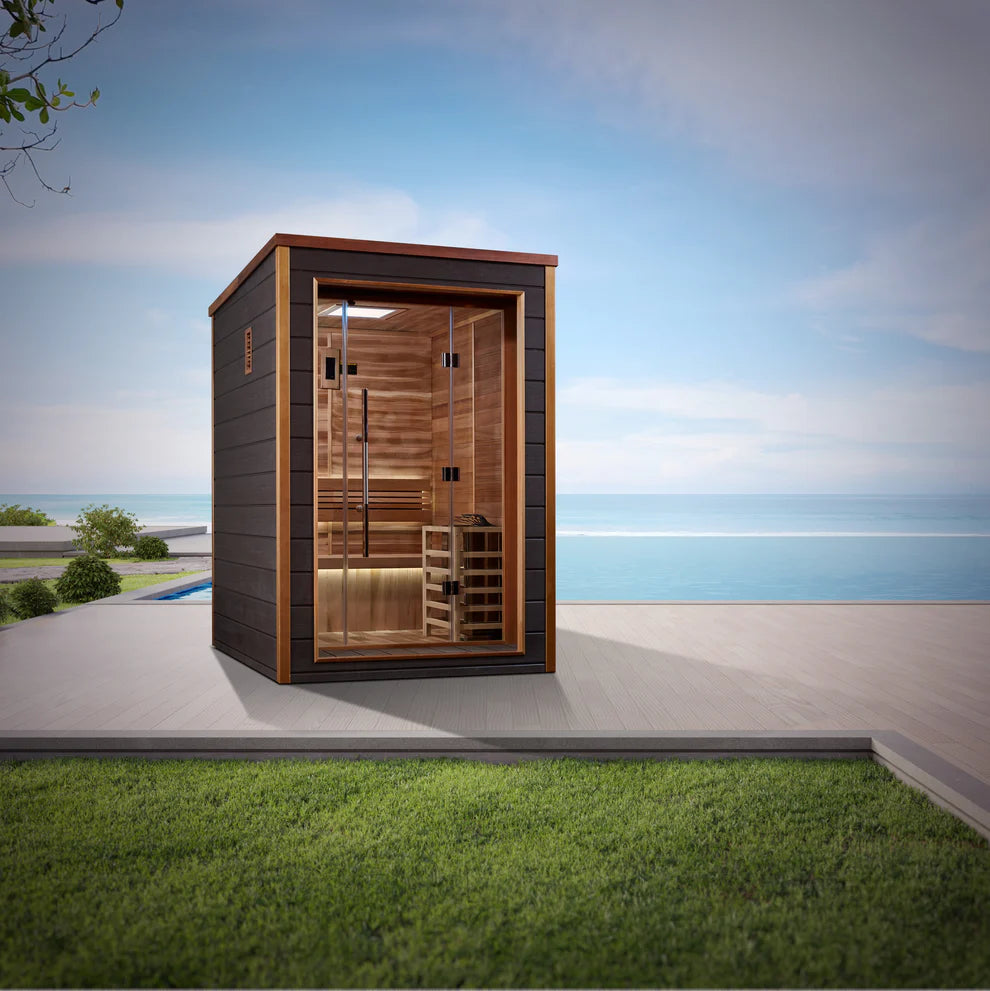 Golden Designs Narvik 2 Person Outdoor-Indoor Traditional Steam Sauna (8202-01) - Canadian Red Cedar Interior