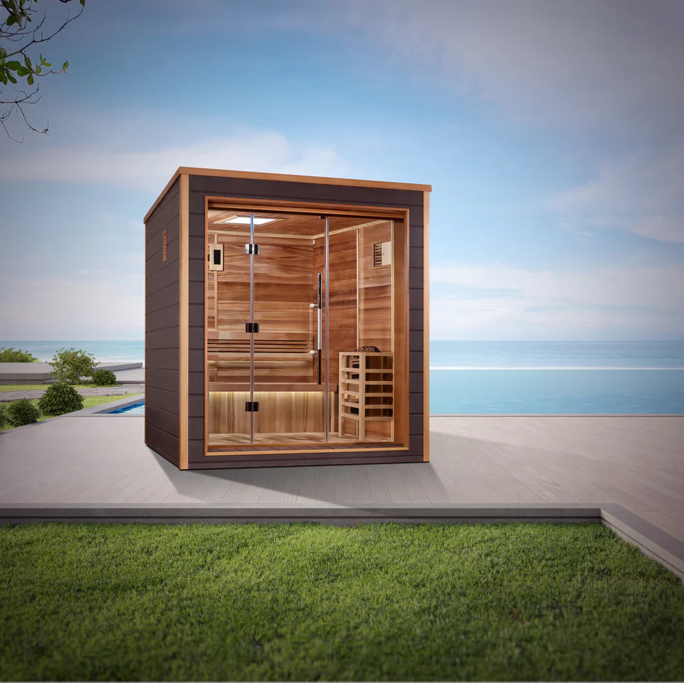 Golden Designs Drammen 3 Person Outdoor Traditional Sauna (GDI-8203-01) - Canadian Red Cedar Interior