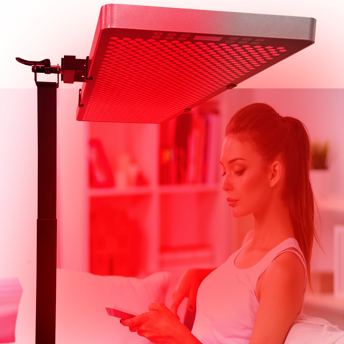 EXESAS Horizontal/Vertical Stand | Powered Automatic Rolling Red Light Therapy Panels, Auto Height Adjustment, (Panel Sold Separately)