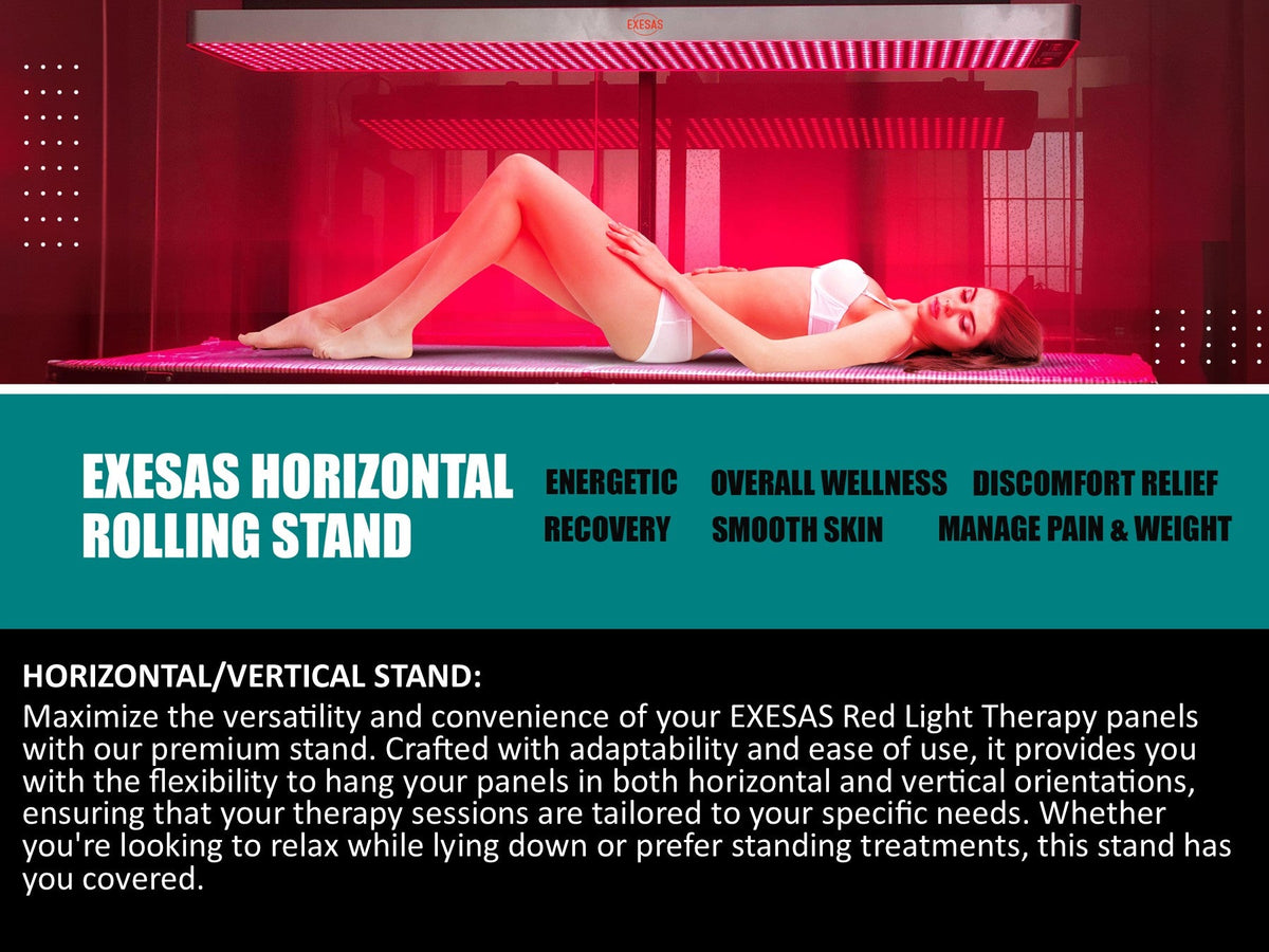 EXESAS Horizontal/Vertical Stand | Powered Automatic Rolling Red Light Therapy Panels, Auto Height Adjustment, (Panel Sold Separately)