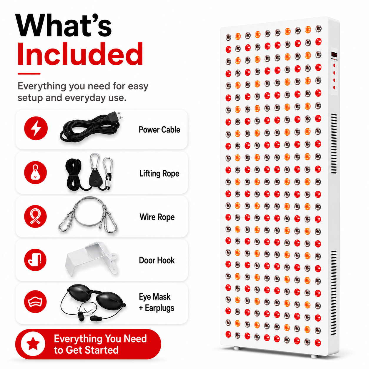 WellNest Full Body Red Light Therapy Panel – Recovery Series - 1500W