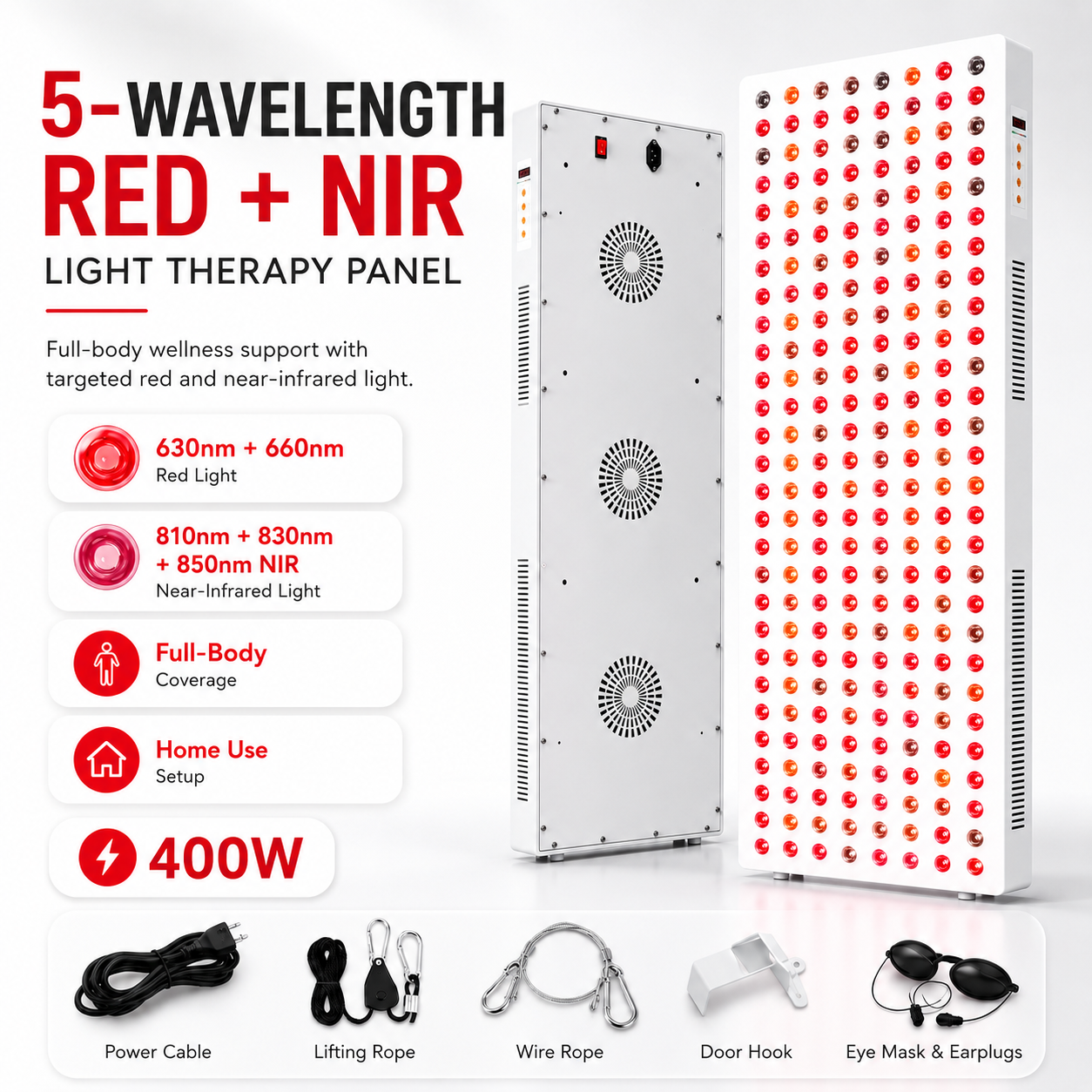 WellNest Full Body Red Light Therapy Panel – Recovery Series - 1500W