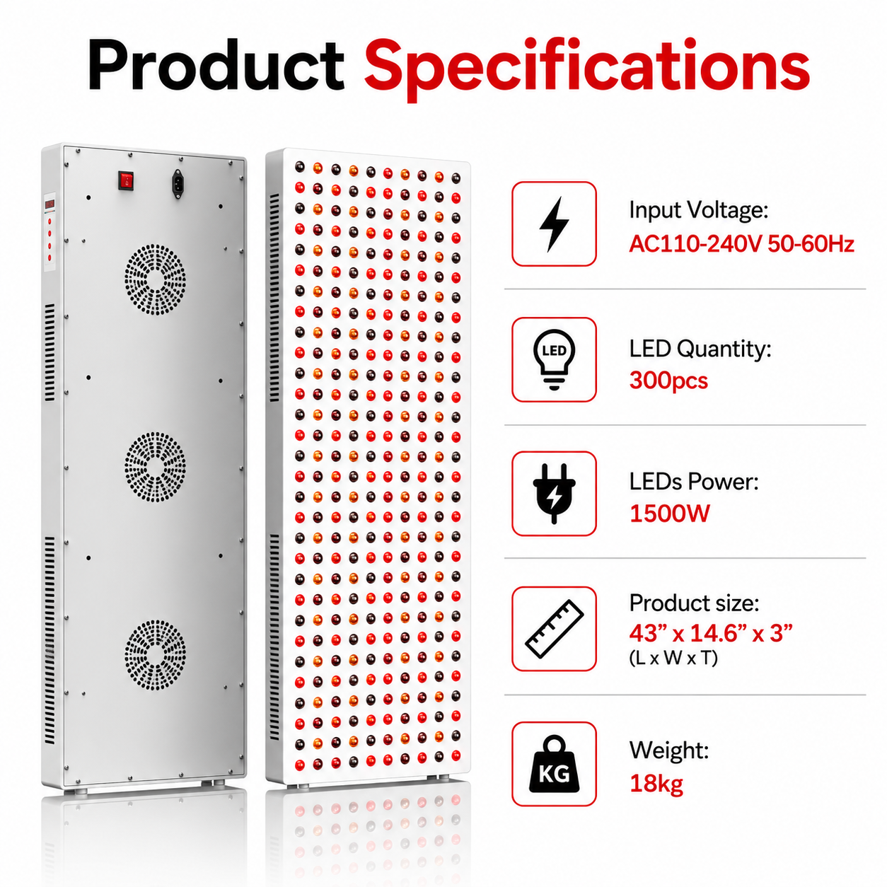 WellNest Full Body Red Light Therapy Panel – Recovery Series - 1500W