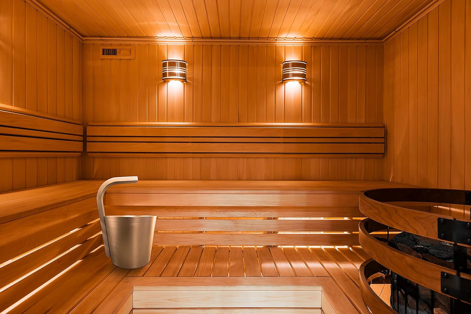 Premium Aluminum Sauna Bucket with Ladle- Sauna Accessories for Spa Sauna and Home Sauna and Steam Room (Gold)