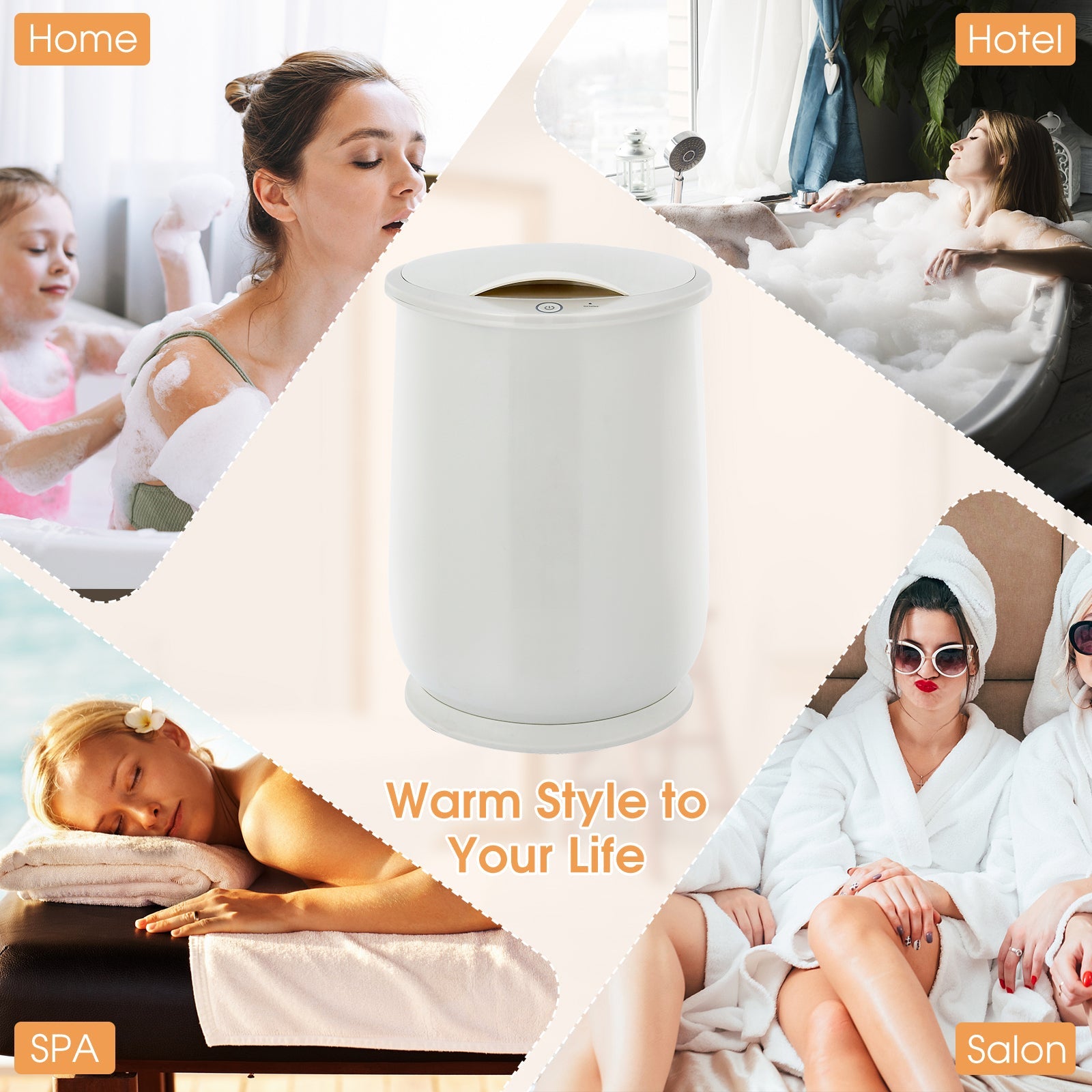 WellNest Luxury Towel Warmer – 21L Compact Spa Series (White)