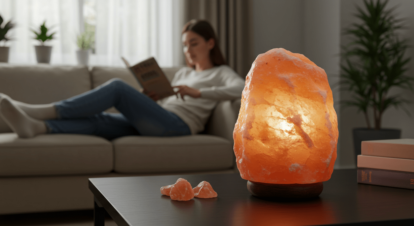 Natural Himalayan Salt Lamp with Wooden Base – 11–14 lbs