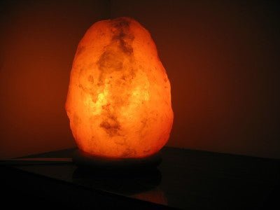Natural Himalayan Salt Lamp with Wooden Base – 6–8 lbs
