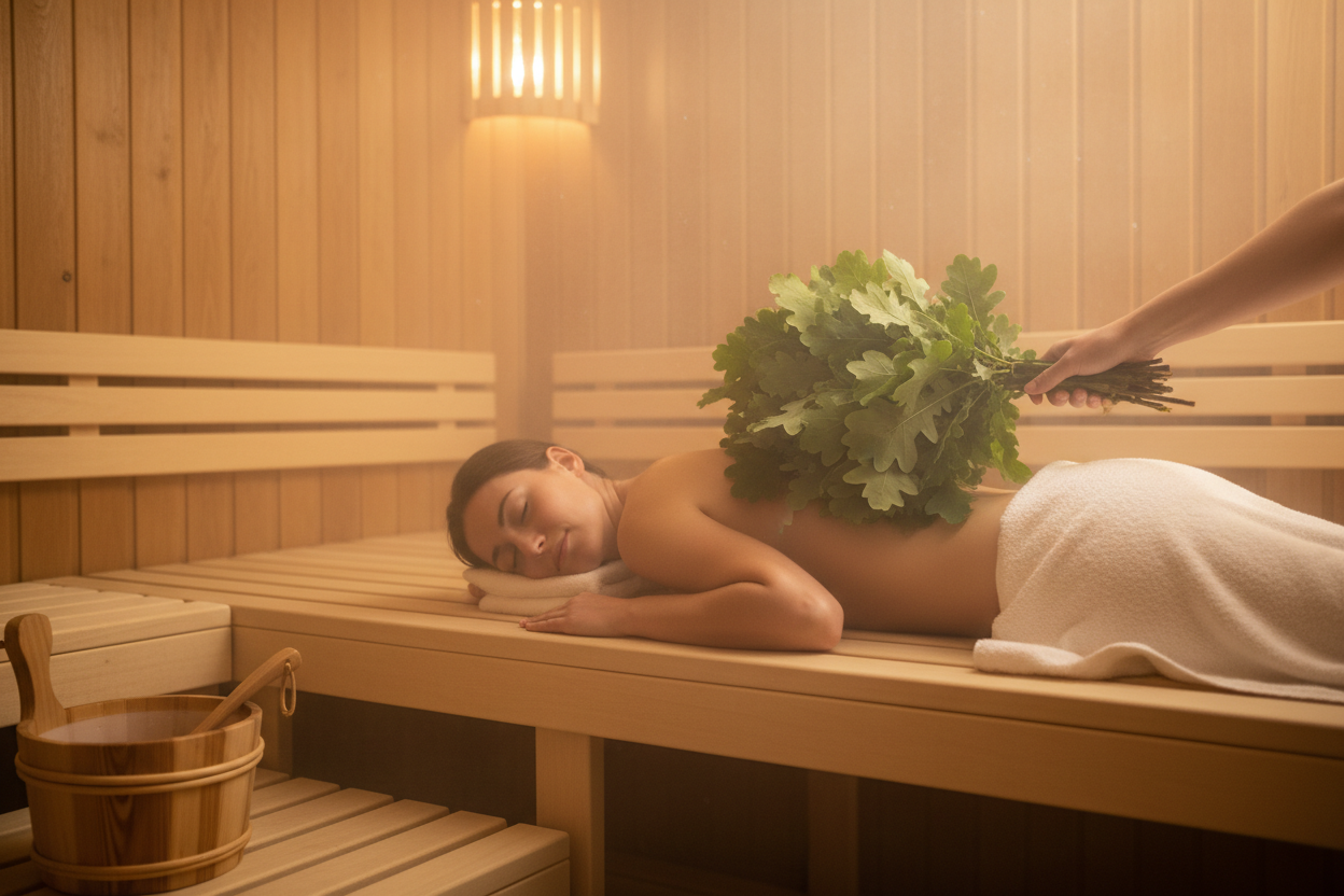 WellNest Oak Venik™ Sauna Whisk – Traditional Strength Ritual