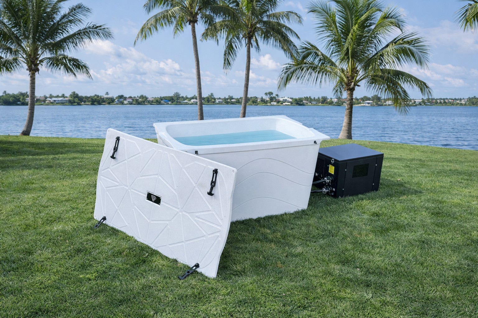 Frozin Complete Cold Plunge System - White Granite