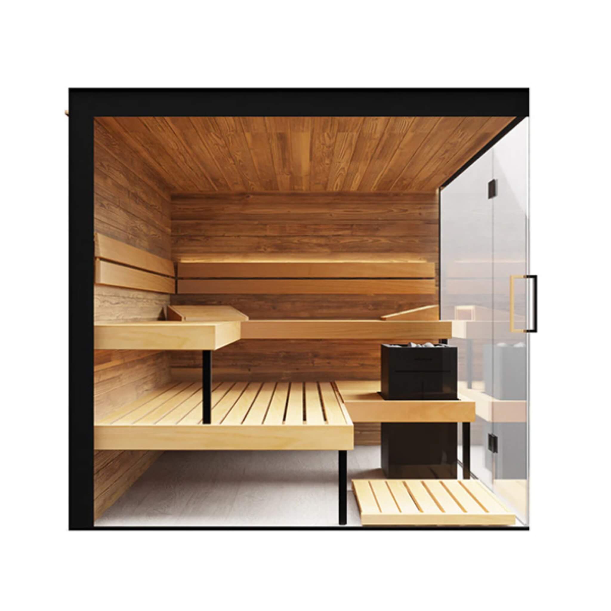 WellNest ThermaSol Lumaria™ | 2-5 Person Indoor Glass Sauna Cabin