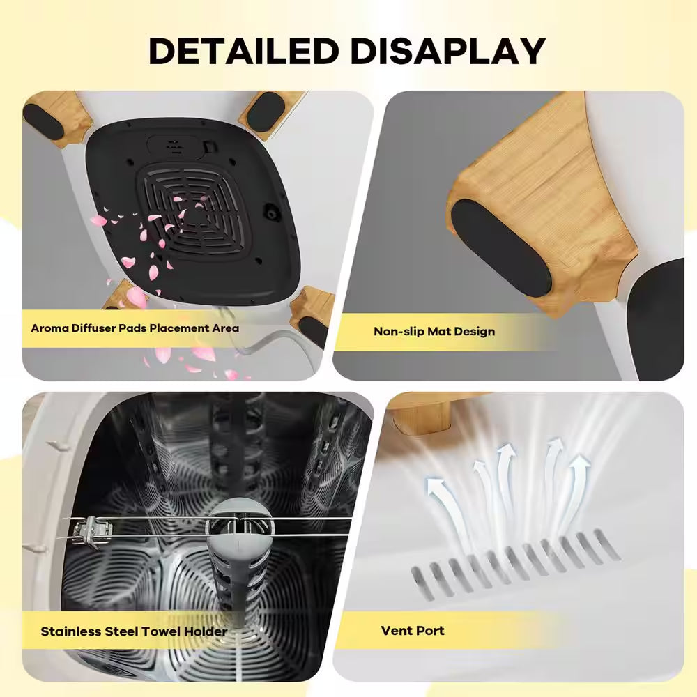 35L Electric Towel Warmer Bucket in White with Heating & Drying Modes, LED Display & Auto Shut Off