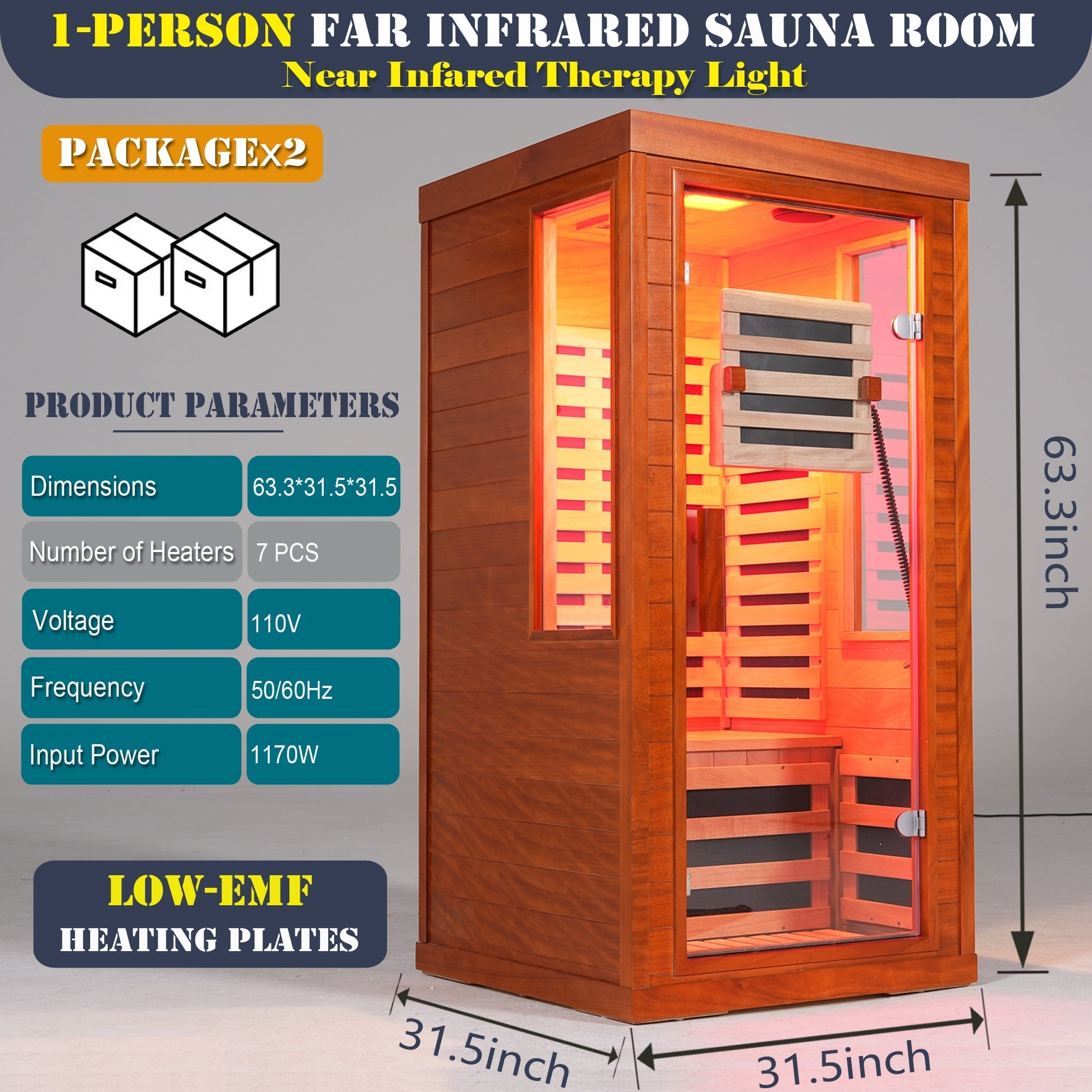 WellNest 1-Person Full Spectrum Infrared Sauna – Compact Series