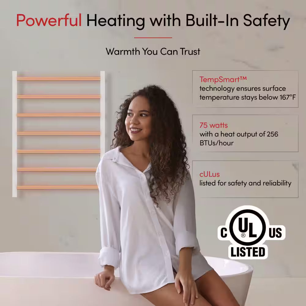 7-Bar Tahoe Towel Warmer, Hardwired, Polished Stainless Steel
