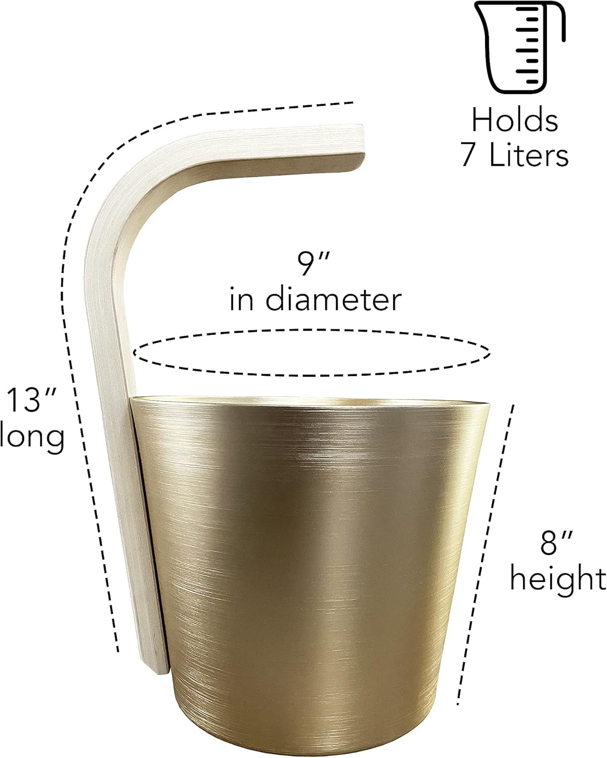 Premium Aluminum Sauna Bucket with Ladle- Sauna Accessories for Spa Sauna and Home Sauna and Steam Room (Gold)