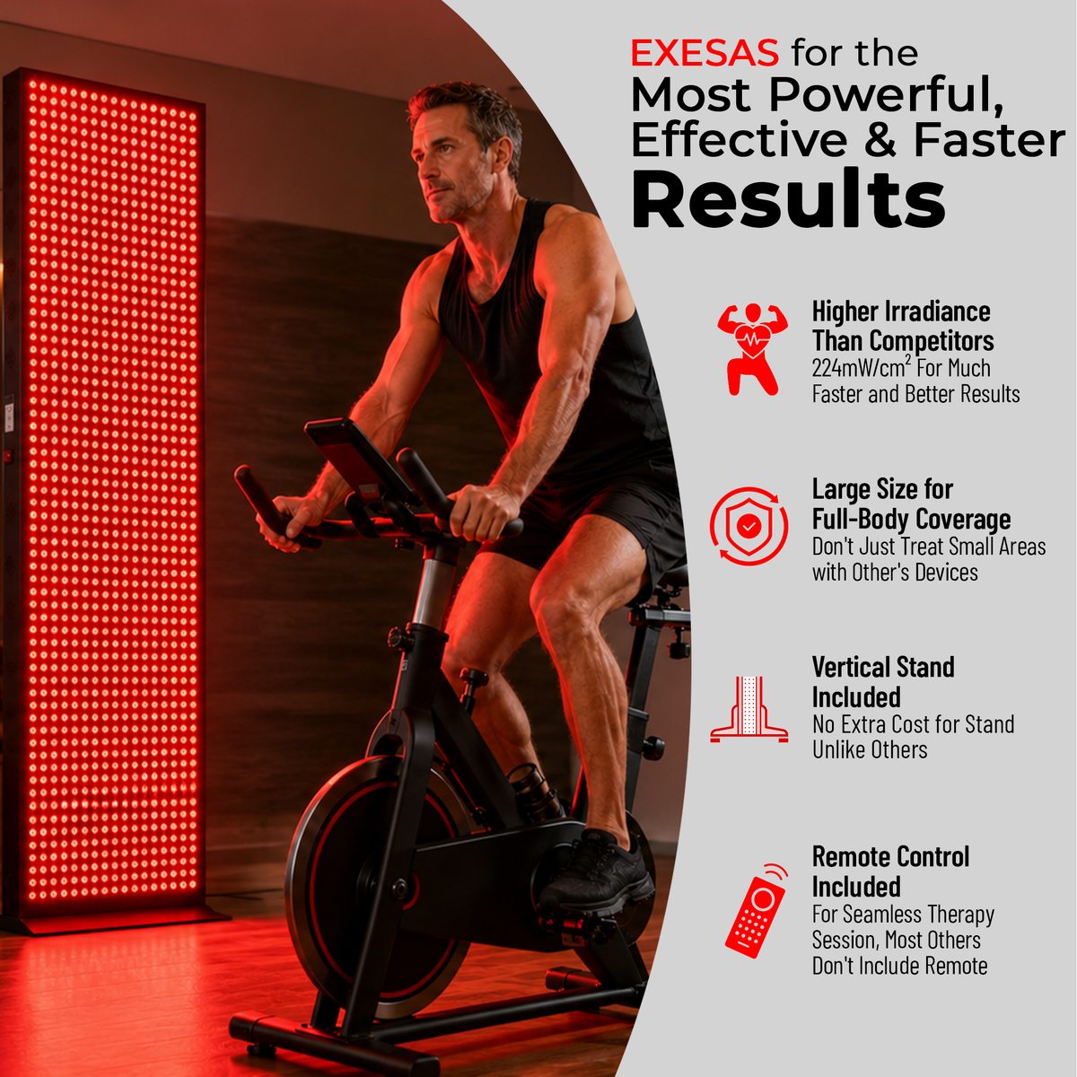 EXESAS  1216 LED, 6080W Dual-Chip, Red Light Therapy Device for Full Body, 4-Wavelengths Infrared LED Panel for Skin, Weight, Pain, Wellness