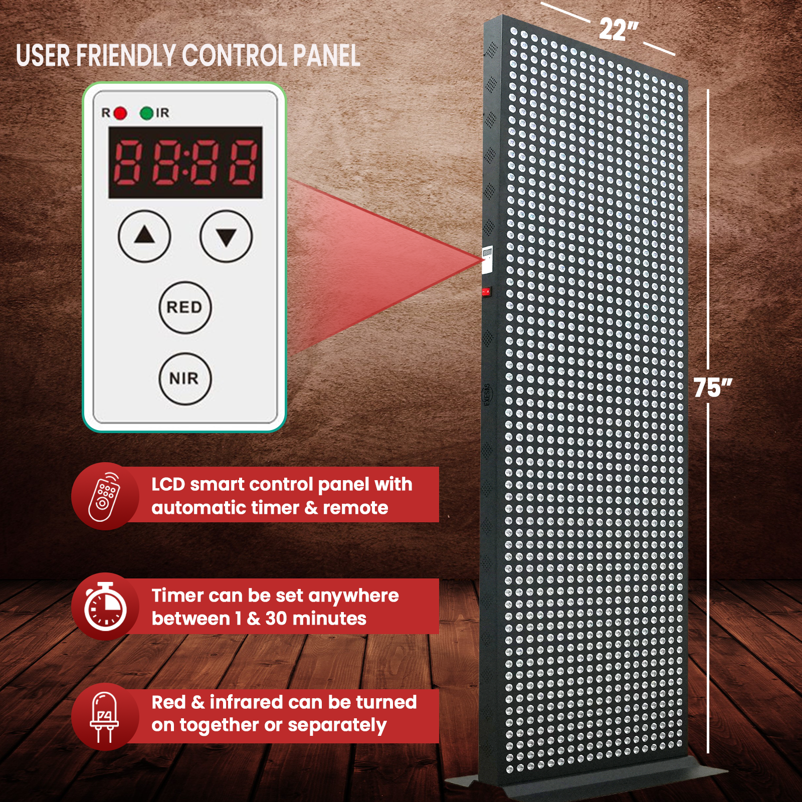 EXESAS  1216 LED, 6080W Dual-Chip, Red Light Therapy Device for Full Body, 4-Wavelengths Infrared LED Panel for Skin, Weight, Pain, Wellness