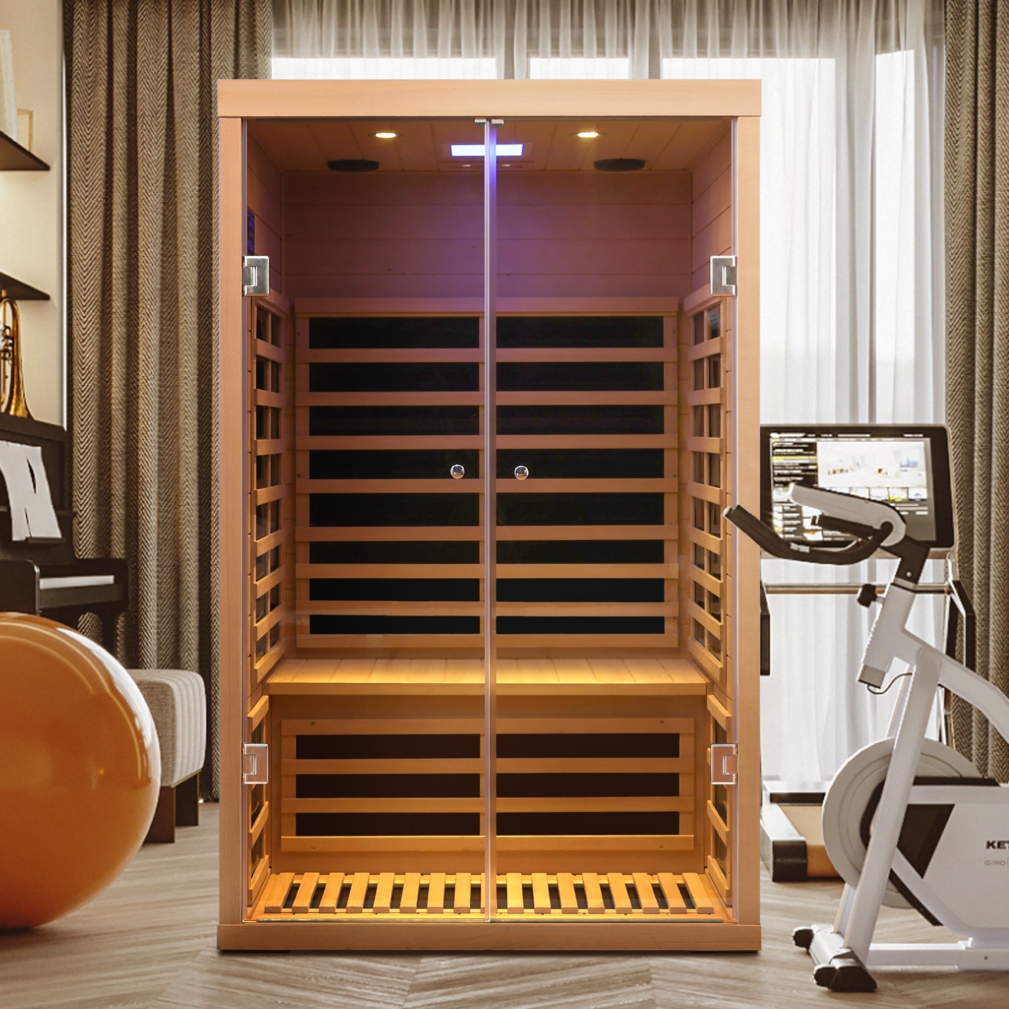 WellNest 2-Person Hemlock Infrared Sauna – Panoramic Double Door Series