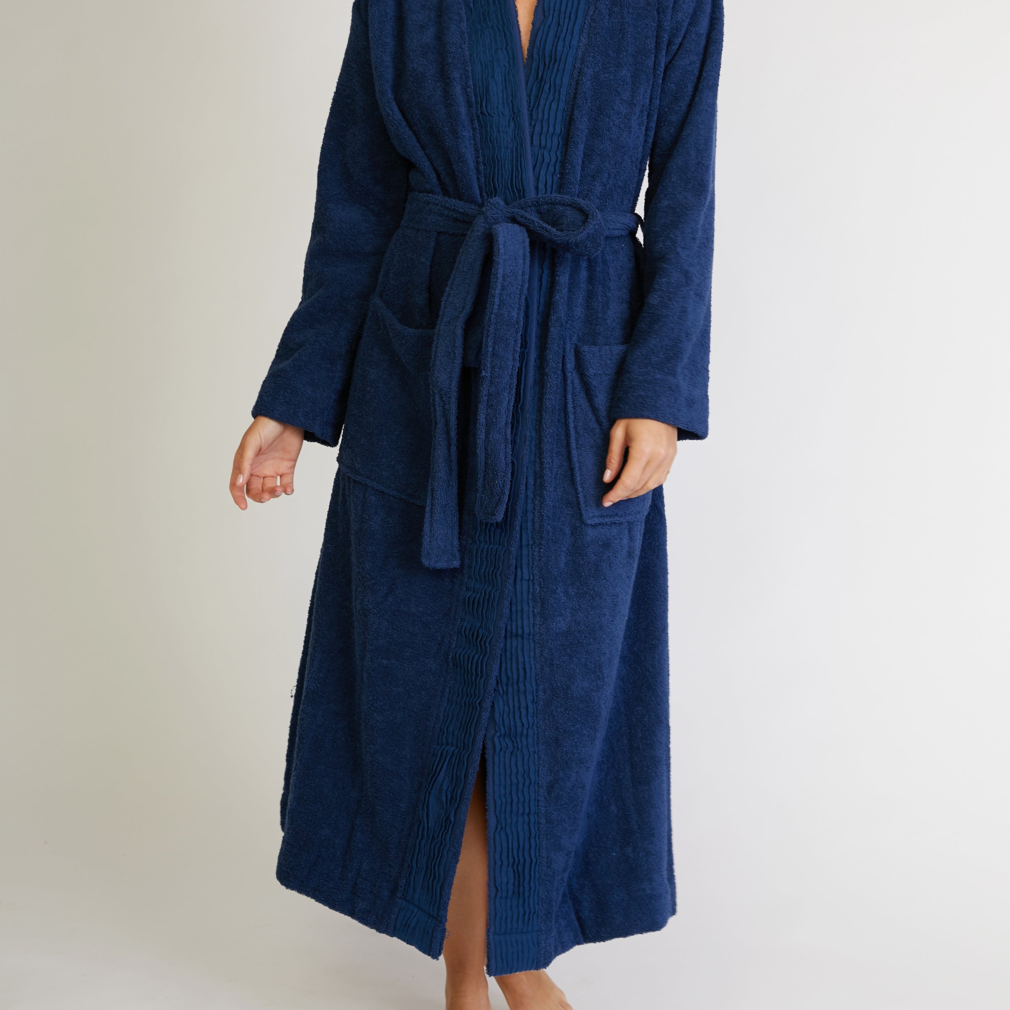 WellNest Pleated Turkish Cotton Bathrobe – Handwoven Comfort