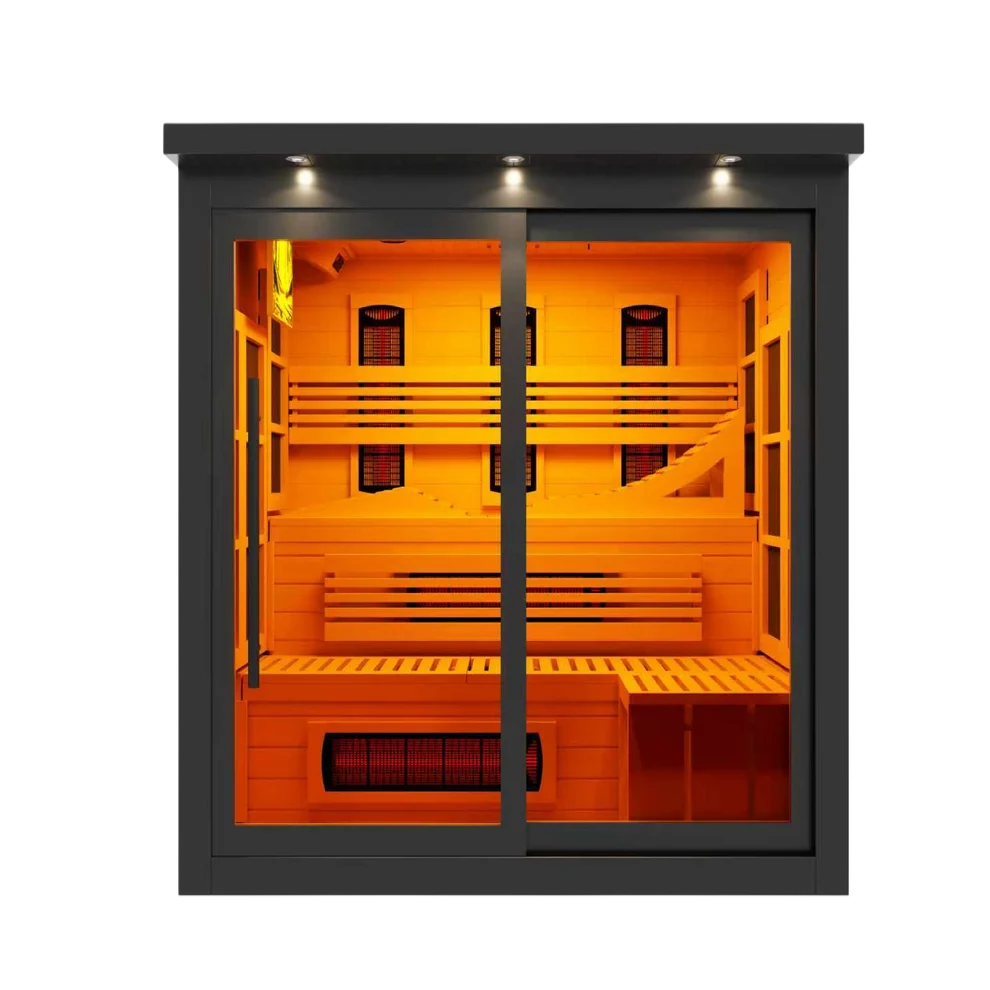 New 2026 Model Golden Designs 6 Person Near Zero EMF Far IR Sauna - Black Edition (GDI-6996-02EliteBLK)