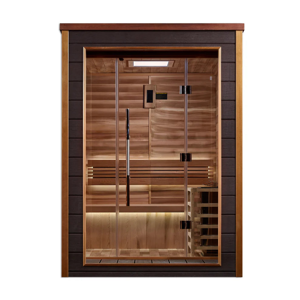 Golden Designs Drammen 3 Person Outdoor Traditional Sauna (GDI-8203-01) - Canadian Red Cedar Interior