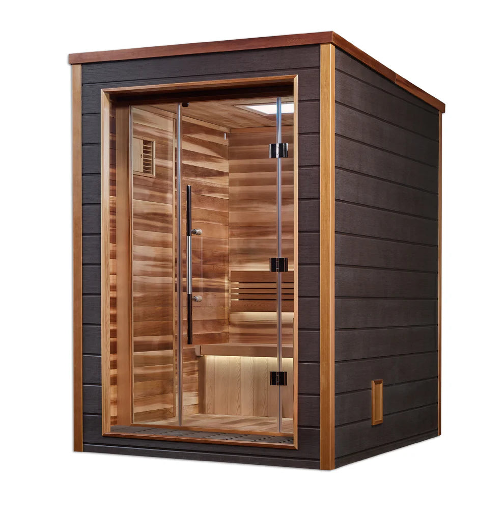 Golden Designs Narvik 2 Person Outdoor-Indoor Traditional Steam Sauna (8202-01) - Canadian Red Cedar Interior