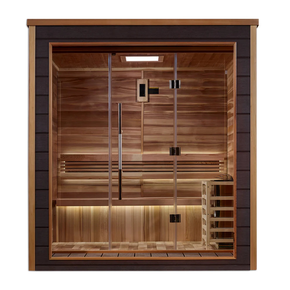 Golden Designs Drammen 3 Person Outdoor Traditional Sauna (GDI-8203-01) - Canadian Red Cedar Interior