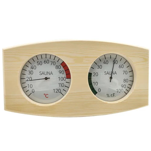 Wooden Sauna Thermometer & Hygrometer — Temperature + Humidity Gauge
