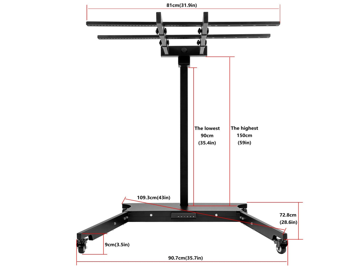 EXESAS Horizontal/Vertical Stand | Powered Automatic Rolling Red Light Therapy Panels, Auto Height Adjustment, (Panel Sold Separately)