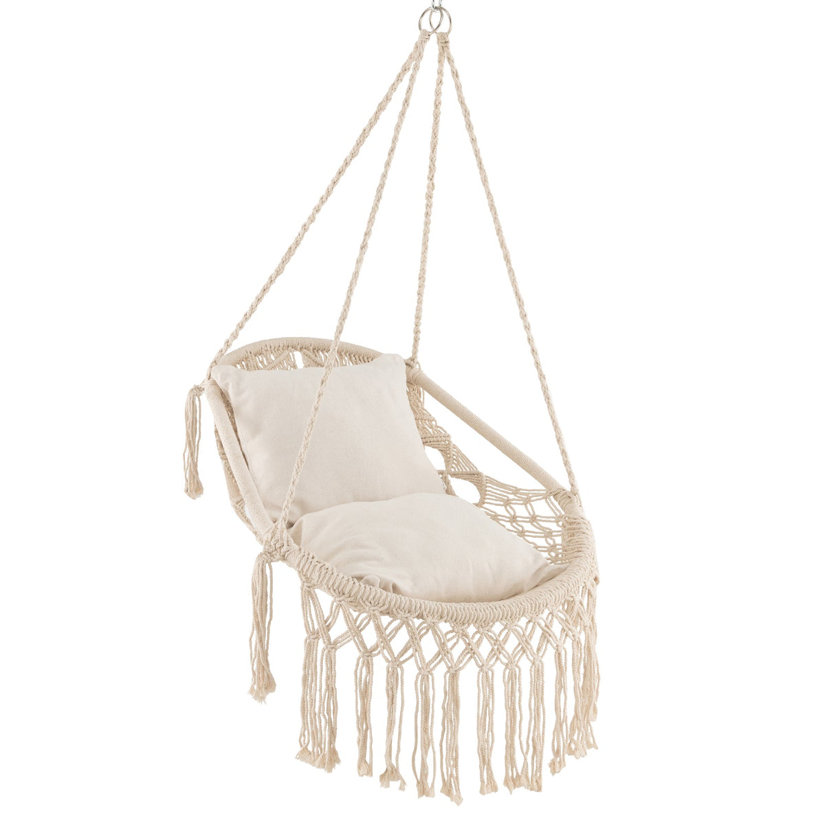 Hanging Hammock Chair with Soft Seat Cushions and Sturdy Rope Chain