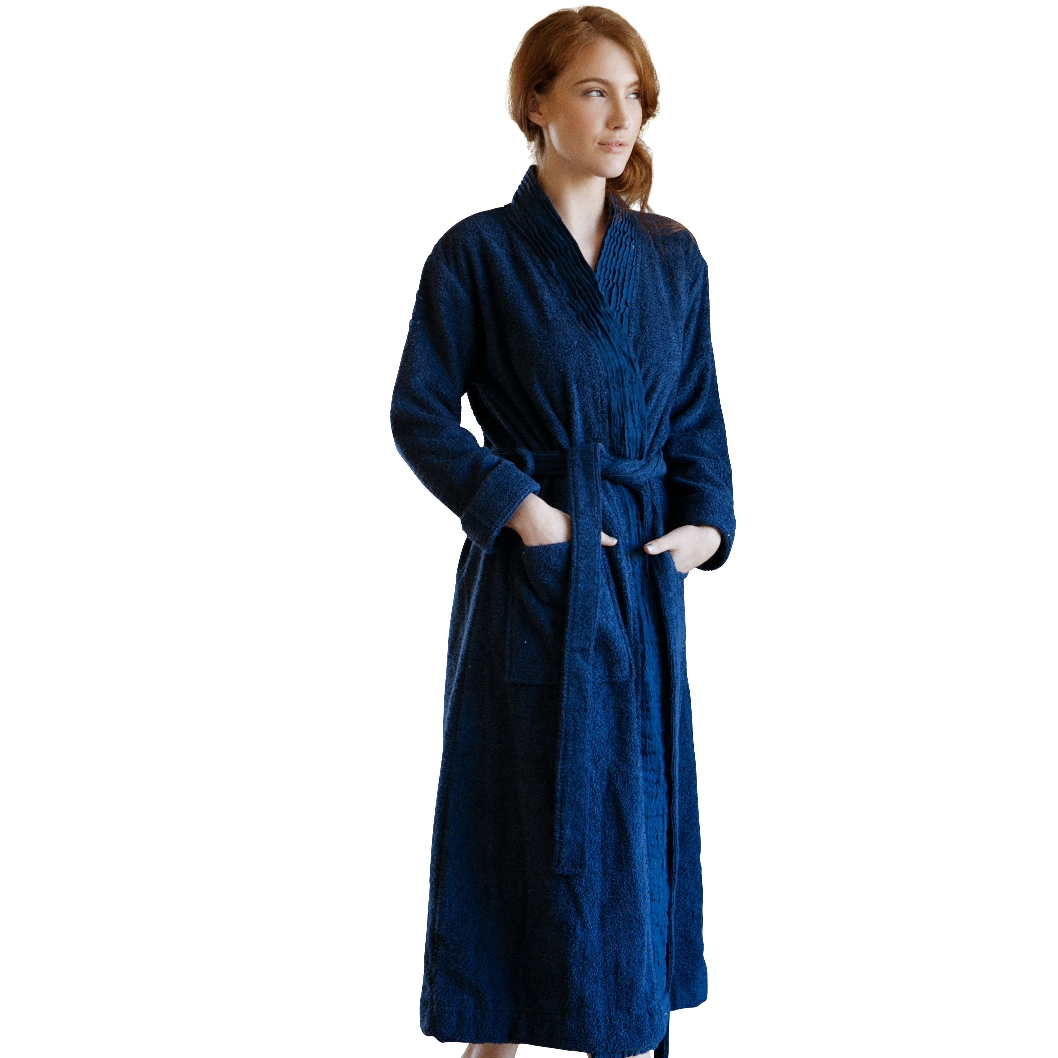 WellNest Pleated Turkish Cotton Bathrobe – Handwoven Comfort