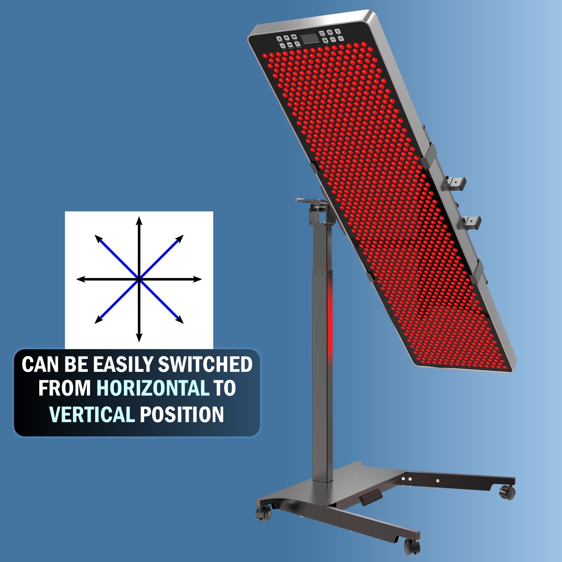 EXESAS Horizontal/Vertical Stand | Powered Automatic Rolling Red Light Therapy Panels, Auto Height Adjustment, (Panel Sold Separately)