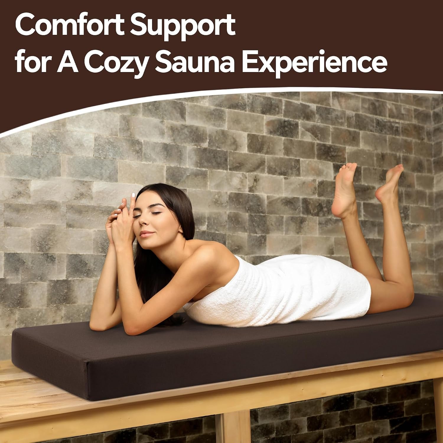 Waterproof Sauna Seat Cushion, Thick High-Density Foam Heat Insulation Mat for Sauna Bath House Shower Room, Sauna Accessories for Infrared Sauna Resting(Brown)