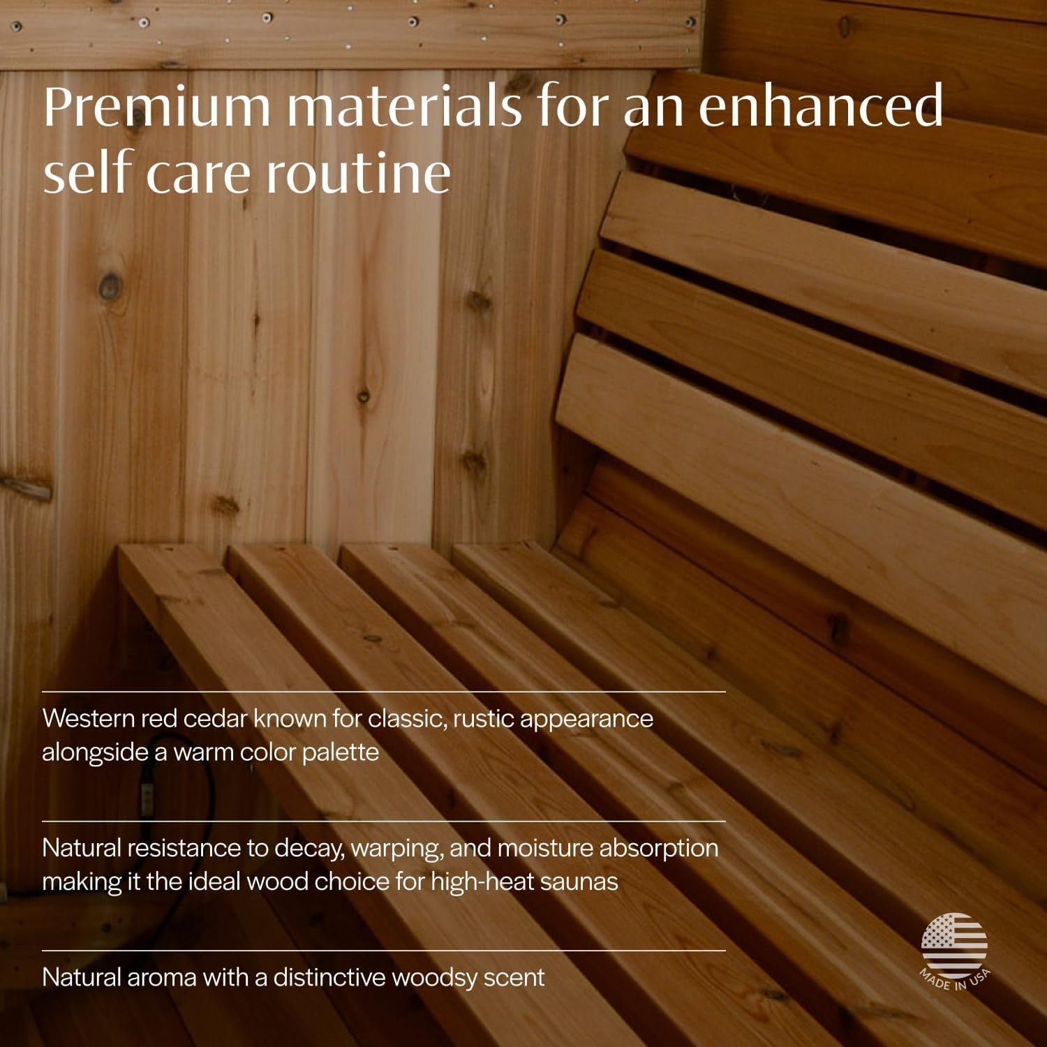 Sauna Leg Rest, Luxury Home Sauna Accessory in Red Cedar Handmade in the USA, Traditional & Infrared Sauna Accessories, Wooden Leg Lift for Relaxation & Circulation Support