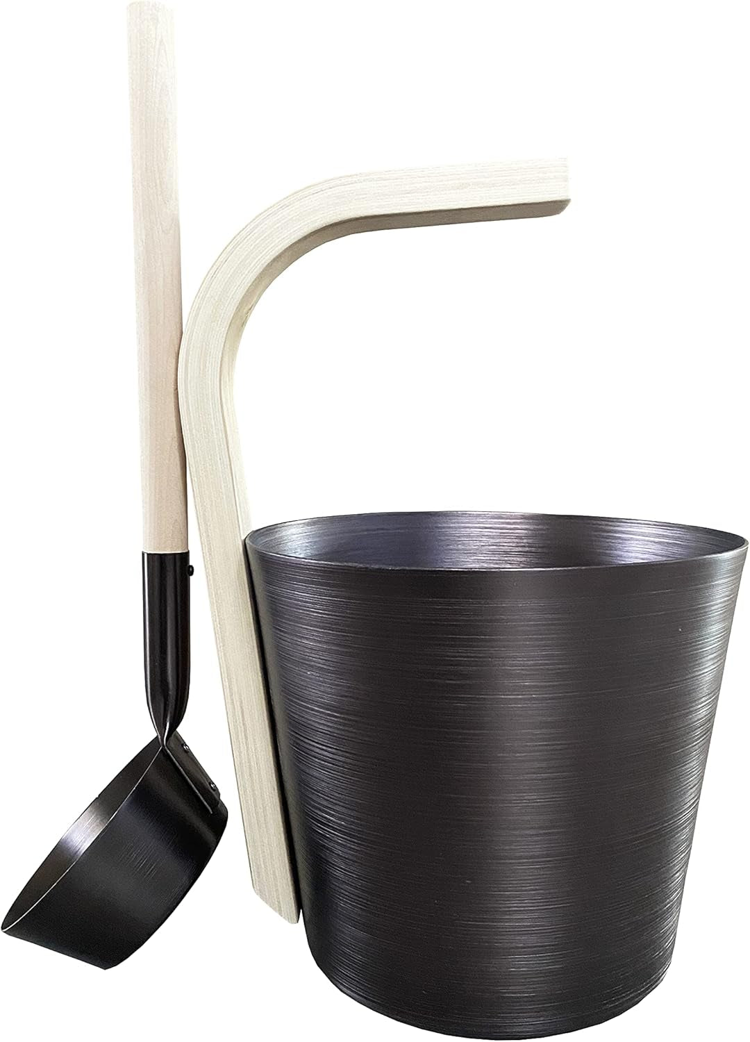 Premium Aluminum Sauna Bucket with Long Handle Ladle- Perfect Sauna Accessories for Spa Sauna and Home Sauna or Steam Room- Sauna Spa Accessories Kit Includes Bucket and Ladle (Bronze)