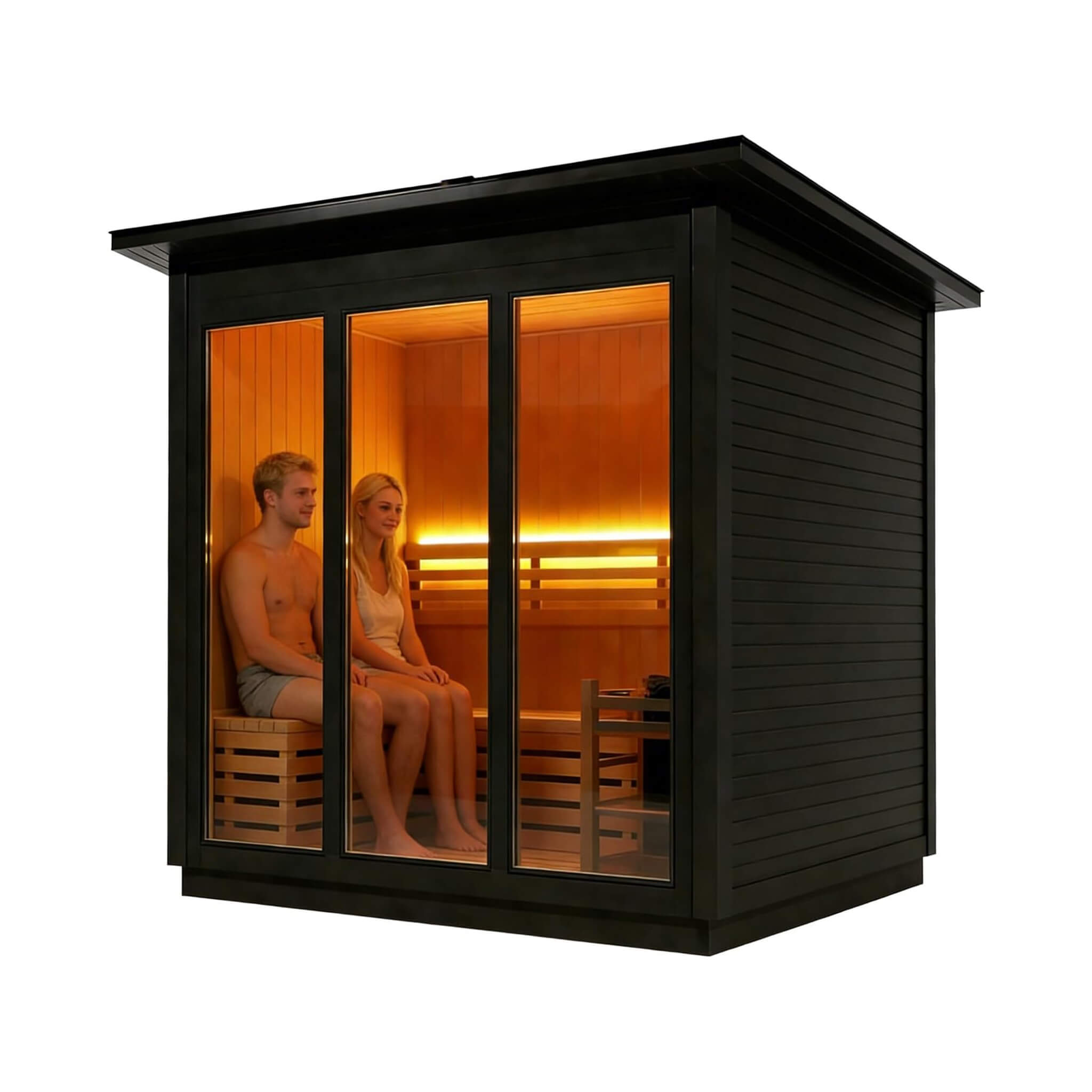 WellNest Custom 4-Person Luxury Outdoor Steam Sauna – Canadian Red Cedar Series