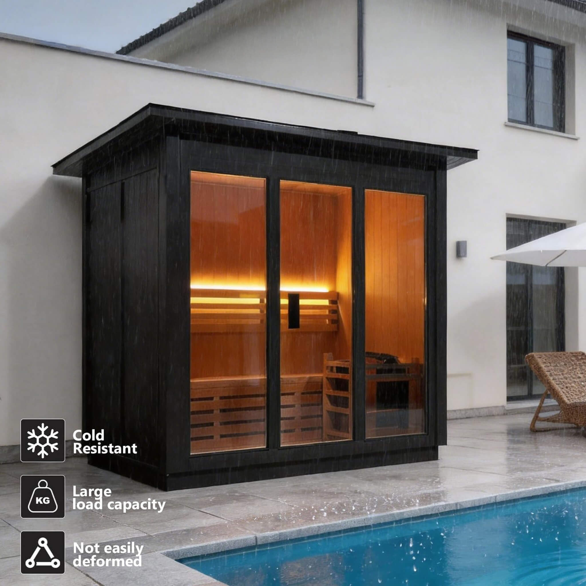 WellNest Custom 4-Person Luxury Outdoor Steam Sauna – Canadian Hemlock Series [Made-To-Order]