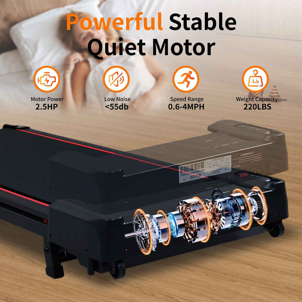 Walking Pad Treadmill with 8° Incline, Remote Control 2.5HP Portable Compact Treadmills for Home Office, Treadmill 220 lb Capacity, LED Display
