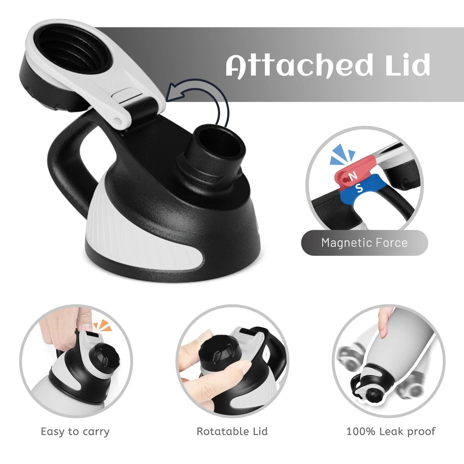 Insulated Water Bottle - Magnetic Lid, 1500ml