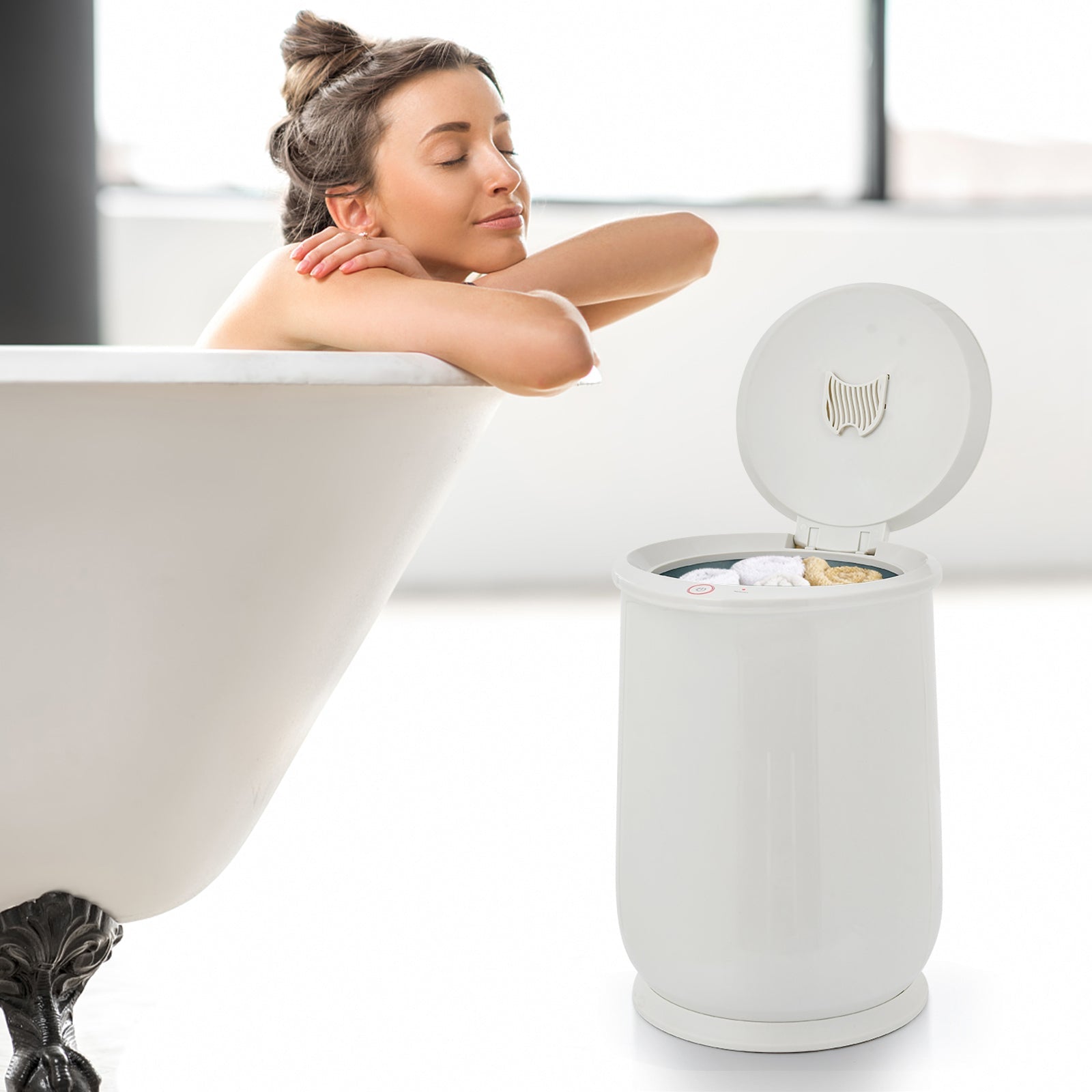 WellNest Luxury Towel Warmer – 21L Compact Spa Series (White)
