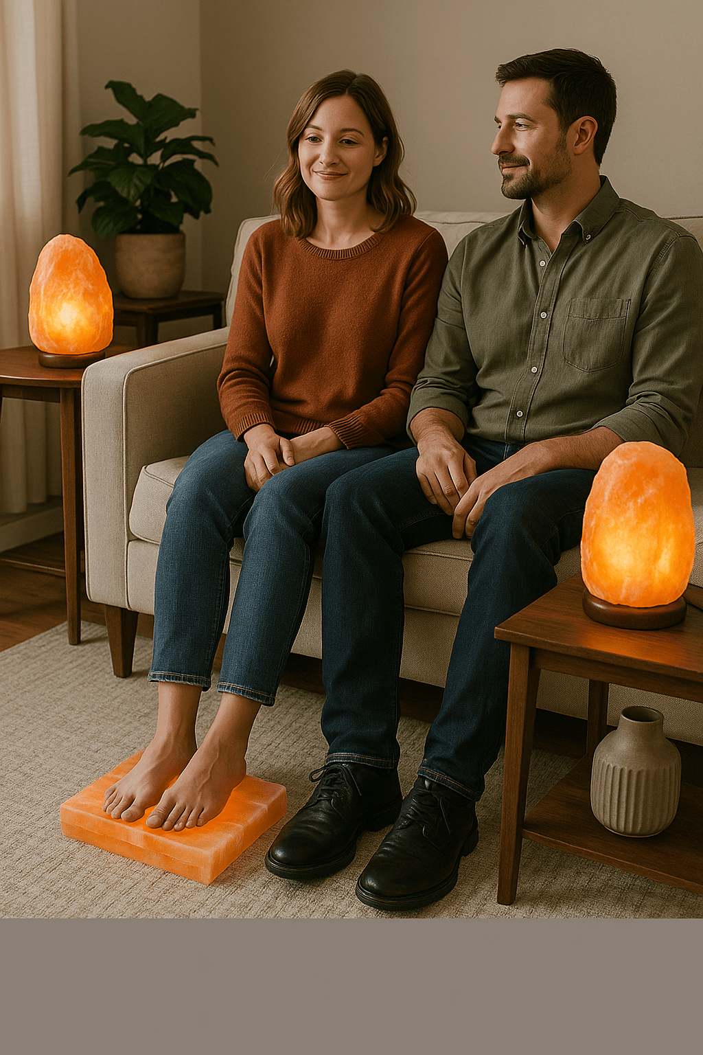 Natural Himalayan Salt Lamp with Wooden Base – 9–10 lbs